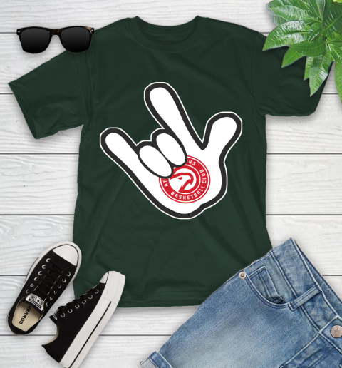 Atlanta Hawks NBA Basketball Mickey Rock Hand Disney Youth T-Shirt 5