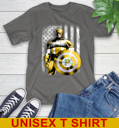 Pittsburgh Pirates MLB Baseball Captain America Marvel Avengers American Flag Shirt T-Shirt 10