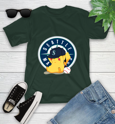 MLB Pikachu Baseball Sports Seattle Mariners Youth T-Shirt 5