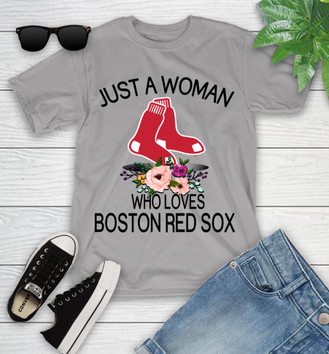 MLB Just A Woman Who Loves Boston Red Sox Baseball Sports Youth T-Shirt 2