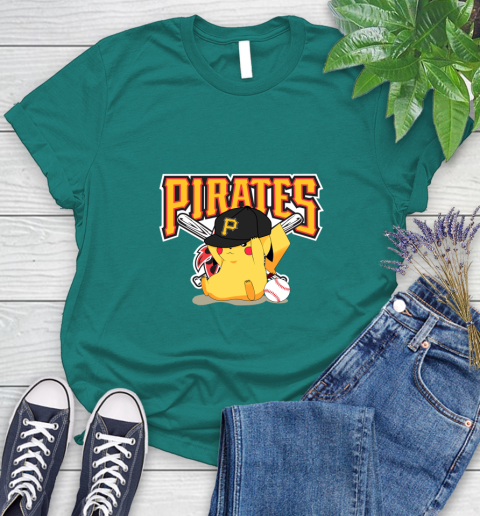 MLB Pikachu Baseball Sports Pittsburgh Pirates Women's T-Shirt 12