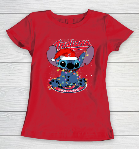 Cleveland Indians MLB noel stitch Baseball Christmas Women's T-Shirt 7