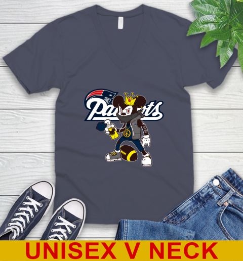 New England Patriots NFL Football Mickey Peace Sign Sports V-Neck T-Shirt 8
