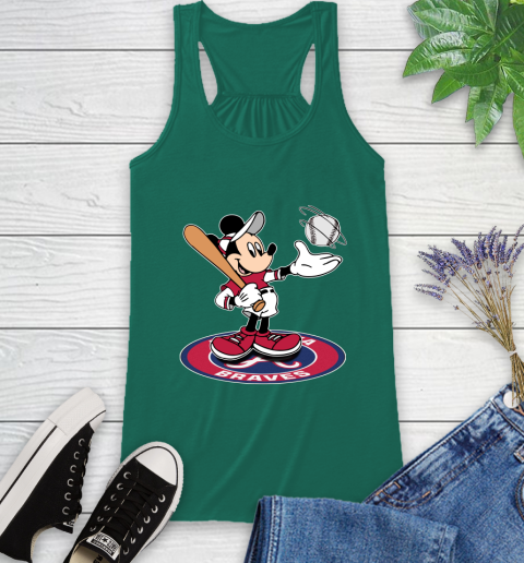 MLB Baseball Atlanta Braves Cheerful Mickey Disney Shirt Racerback Tank 7