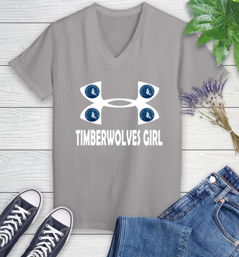 NBA Minnesota Timberwolves Girl Under Armour Basketball Sports Women's V-Neck T-Shirt 4