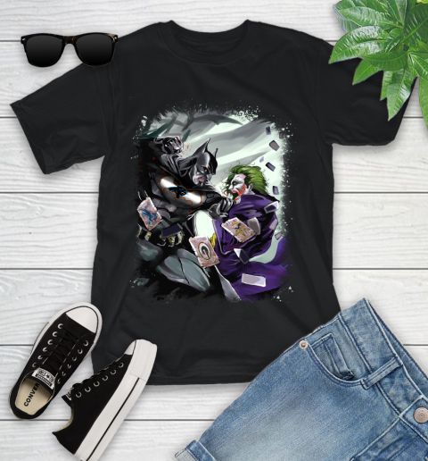 Carolina Panthers NFL Football Batman Fighting Joker DC Comics Youth T-Shirt 2