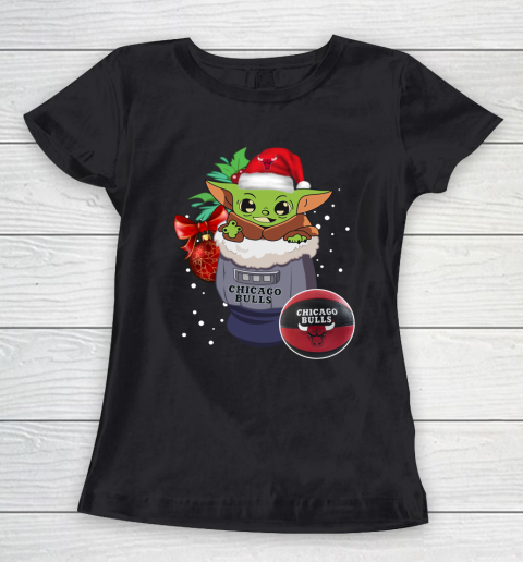 Chicago Bulls Christmas Baby Yoda Star Wars Funny Happy NBA Women's T-Shirt 2
