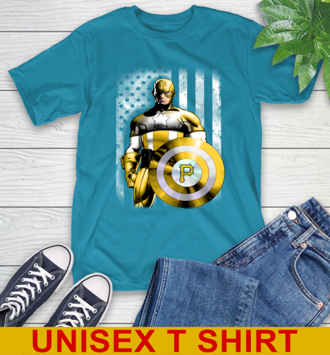 Pittsburgh Pirates MLB Baseball Captain America Marvel Avengers American Flag Shirt T-Shirt 9