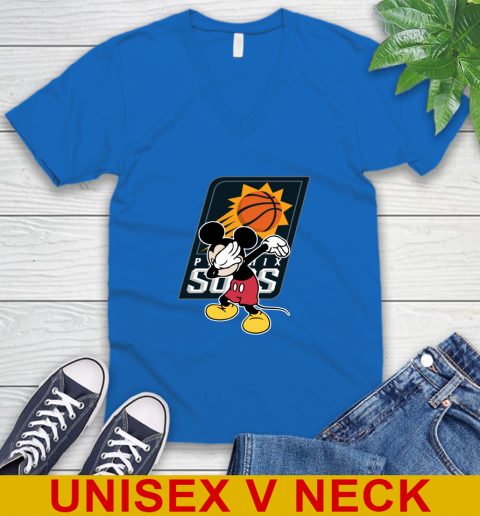 Phoenix Suns NBA Basketball Dabbing Mickey Disney Sports V-Neck T-Shirt 6