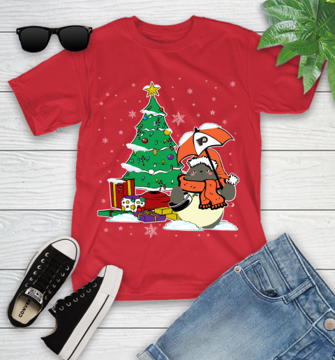 Philadelphia Flyers NHL Hockey Cute Tonari No Totoro Christmas Sports Youth T-Shirt 13