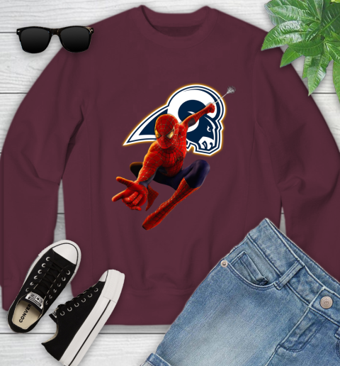 NFL Spider Man Avengers Endgame Football Los Angeles Rams Youth Sweatshirt 5