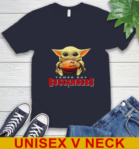 NFL Football Tampa Bay Buccaneers Baby Yoda Star Wars Shirt V-Neck T-Shirt 3