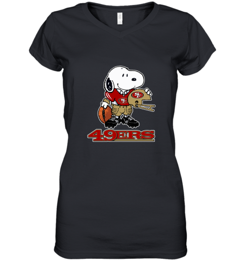 Snoopy A Strong And Proud San Francisco 49ers Player NFL Women's V-Neck T-Shirt