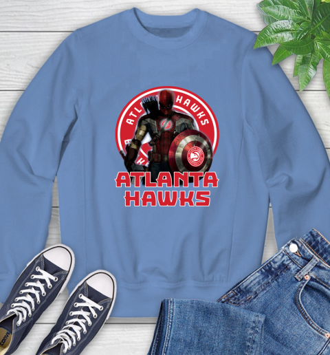Atlanta Hawks NBA Basketball Captain America Thor Spider Man Hawkeye Avengers Sweatshirt 11