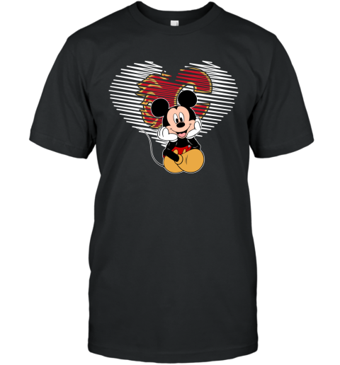 NHL Calgary Flames The Heart Mickey Mouse Disney Hockey T Shirt