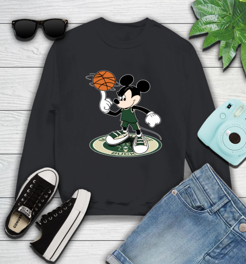 NBA Basketball Milwaukee Bucks Cheerful Mickey Disney Shirt Sweatshirt