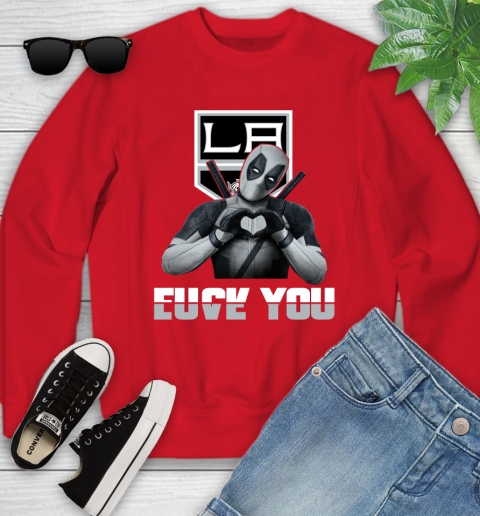 NHL Los Angeles Kings Deadpool Love You Fuck You Hockey Sports Youth Sweatshirt 8