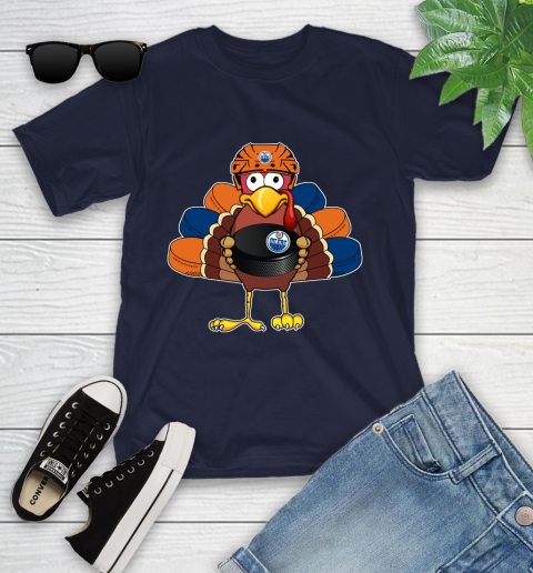 Edmonton Oilers Turkey Thanksgiving Day Youth T-Shirt 3