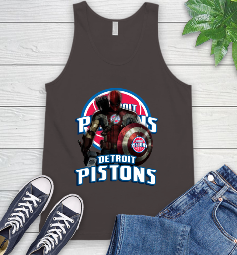 Detroit Pistons NBA Basketball Captain America Thor Spider Man Hawkeye Avengers Tank Top 7