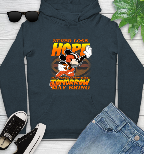 Cleveland Browns NFL Football Mickey Disney Never Lose Hope Youth Hoodie 10