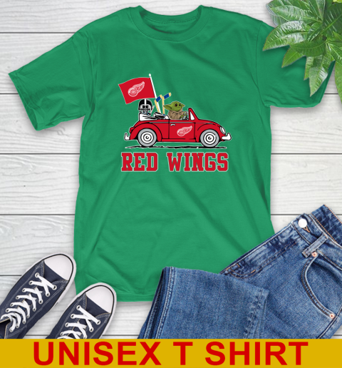 NHL Hockey Detroit Red Wings Darth Vader Baby Yoda Driving Star Wars Shirt T-Shirt 8 NHL Hockey Detroit Red Wings Darth Vader Baby Yoda Driving Star Wars Shirt T-Shirt - Image 8