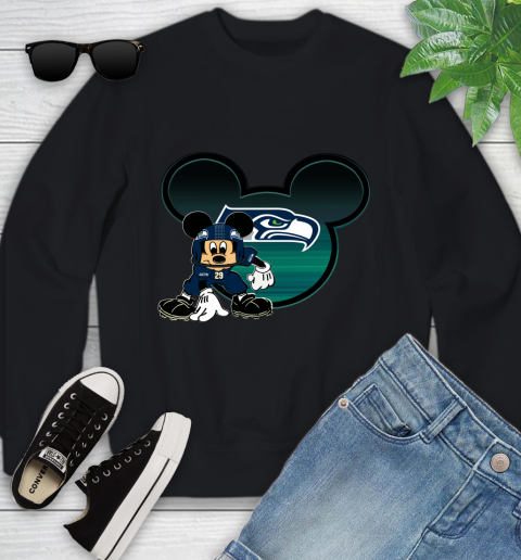 NFL Seattle Seahawks Mickey Mouse Disney Football T Shirt Youth Sweatshirt 2