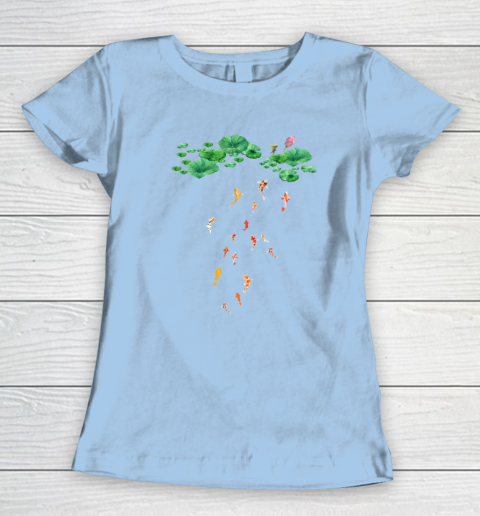 Watercolor Japanese Koi Fish Goldfish Lily Pad Lotus Leaf Beauty Women's T-Shirt 4