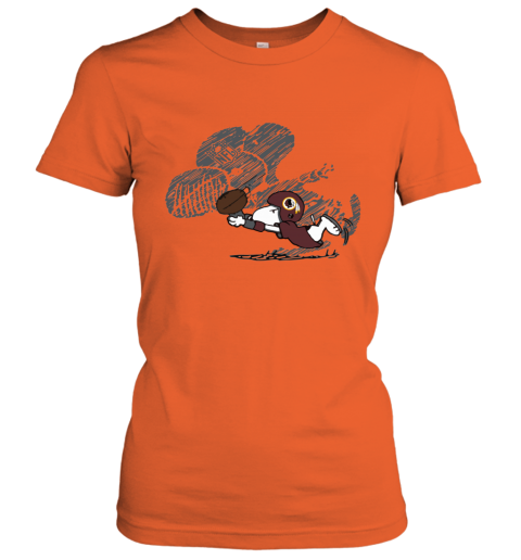 tcep washington redskins snoopy plays the football game ladies t shirt 20 front orange