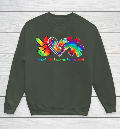Autism Awareness Accept Understand Love Autism Mom Tie Dye Fitted Youth Sweatshirt 8
