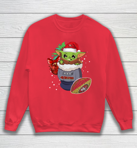San Francisco 49ers Christmas Baby Yoda Star Wars Funny Happy NFL Sweatshirt 8