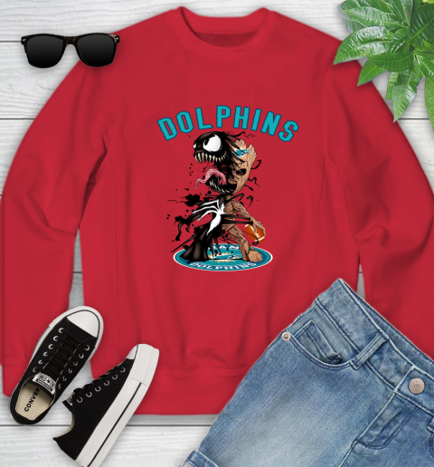 NFL Miami Dolphins Football Venom Groot Guardians Of The Galaxy Youth Sweatshirt 9
