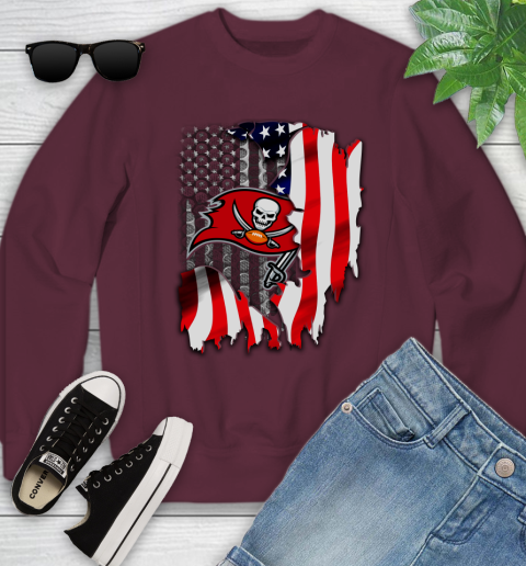Tampa Bay Buccaneers NFL Football American Flag Youth Sweatshirt 4