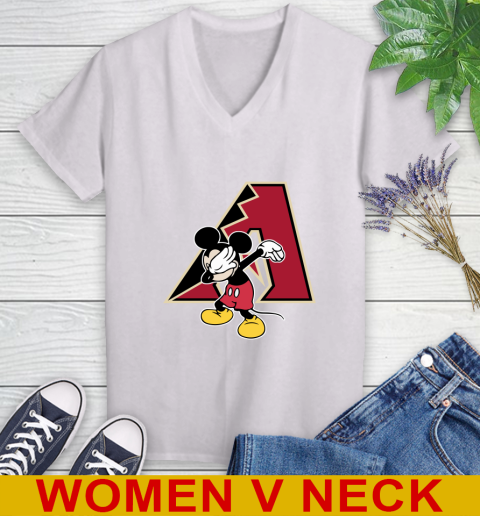 Arizona Diamondbacks MLB Baseball Dabbing Mickey Disney Sports Women's V-Neck T-Shirt