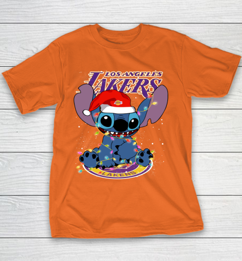 Los Angeles Lakers NBA noel stitch Basketball Christmas Youth T-Shirt 3