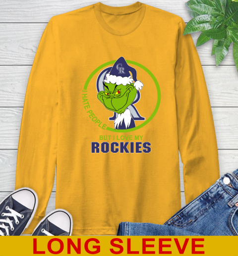 Colorado Rockies MLB Christmas Grinch I Hate People But I Love My Favorite Baseball Team Long Sleeve T-Shirt 3