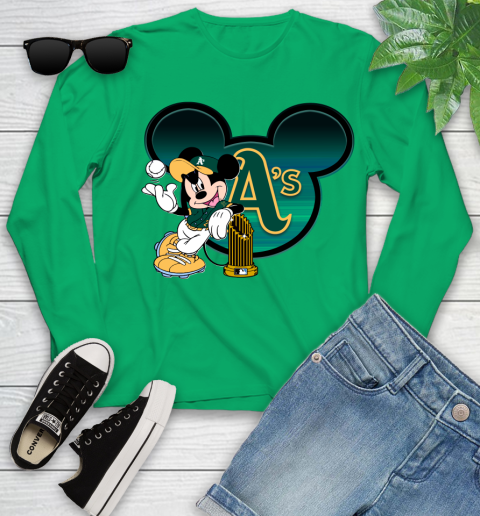 MLB Oakland Athletics The Commissioner's Trophy Mickey Mouse Disney Youth Long Sleeve 6