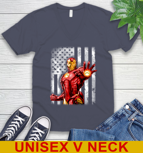 Los Angeles Chargers NFL Football Iron Man Avengers American Flag Shirt V-Neck T-Shirt 7