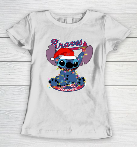 Atlanta Braves MLB noel stitch Baseball Christmas Women's T-Shirt