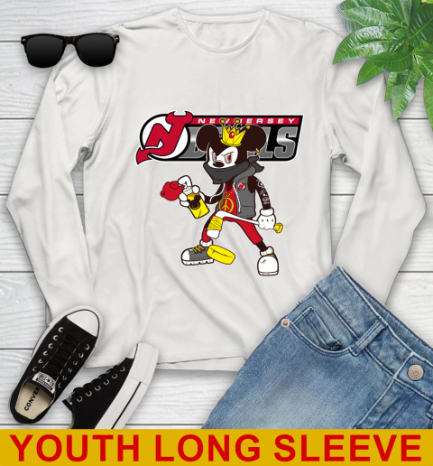 New Jersey Devils NHL Hockey Mickey Peace Sign Sports Youth Long Sleeve 12