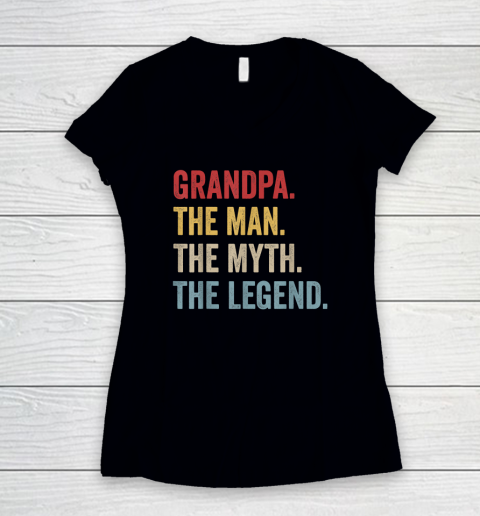 Grandpa The Man The Myth The Legend Father's Day Women's V-Neck T-Shirt