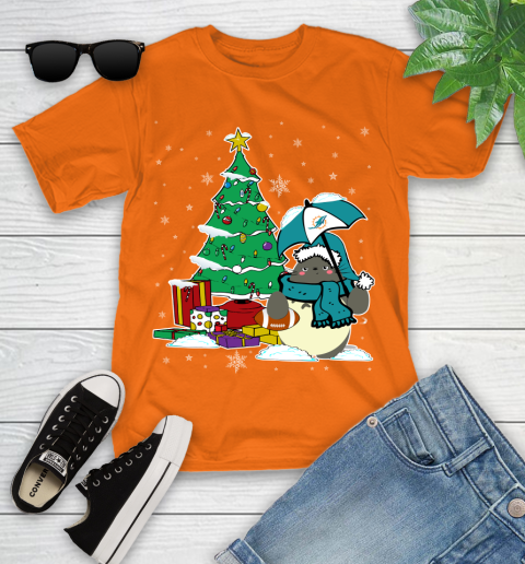 Miami Dolphins NFL Football Cute Tonari No Totoro Christmas Sports Youth T-Shirt 9
