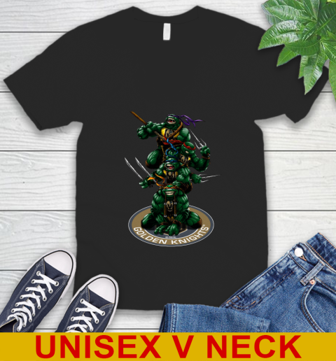 NHL Hockey Vegas Golden Knights Teenage Mutant Ninja Turtles Shirt V-Neck T-Shirt 3 NHL Hockey Vegas Golden Knights Teenage Mutant Ninja Turtles Shirt V-Neck T-Shirt - Image 3