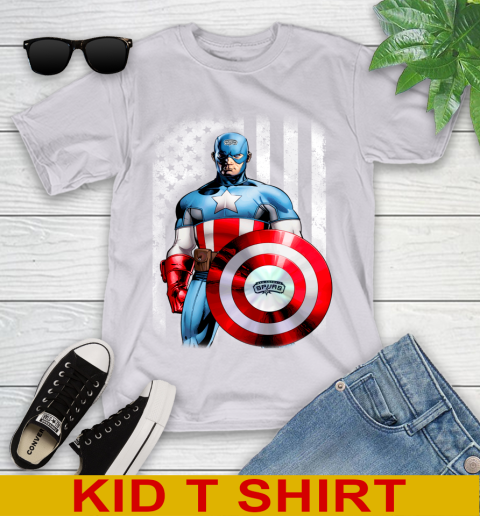 San Antonio Spurs NBA Basketball Captain America Marvel Avengers American Flag Shirt Youth T-Shirt 4
