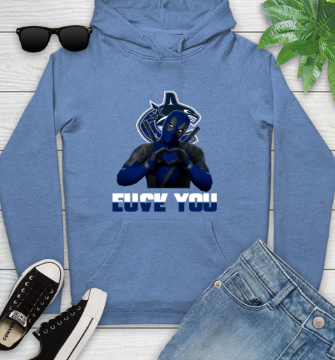 NHL Vancouver Canucks Deadpool Love You Fuck You Hockey Sports Youth Hoodie 13