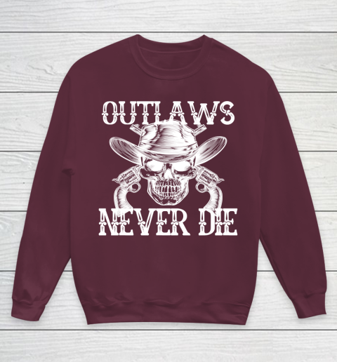 Outlaws Never Die shirt skull biker Youth Sweatshirt 4