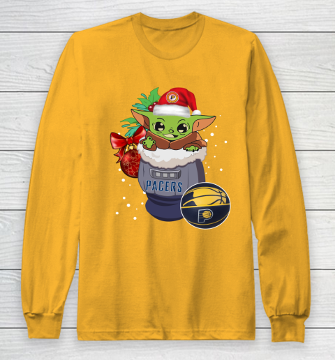 Indiana Pacers Christmas Baby Yoda Star Wars Funny Happy NBA Long Sleeve T-Shirt 3