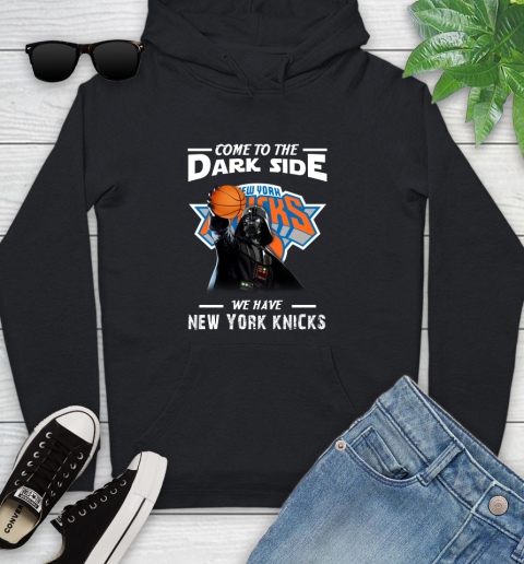NBA Come To The Dark Side We Have New York Knicks Star Wars Darth Vader Basketball Youth Hoodie