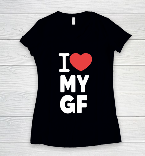 I Heart My Girlfriend  I Love My Girlfriend Valentines Day Women's V-Neck T-Shirt