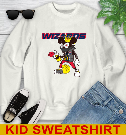 Washington Wizards NBA Basketball Mickey Peace Sign Sports Youth Sweatshirt