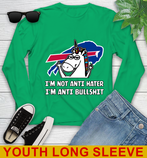 Buffalo Bills NFL Football Unicorn I'm Not Anti Hater I'm Anti Bullshit Youth Long Sleeve 7